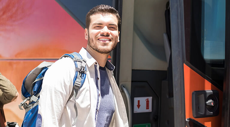 Smiling Bus Passenger